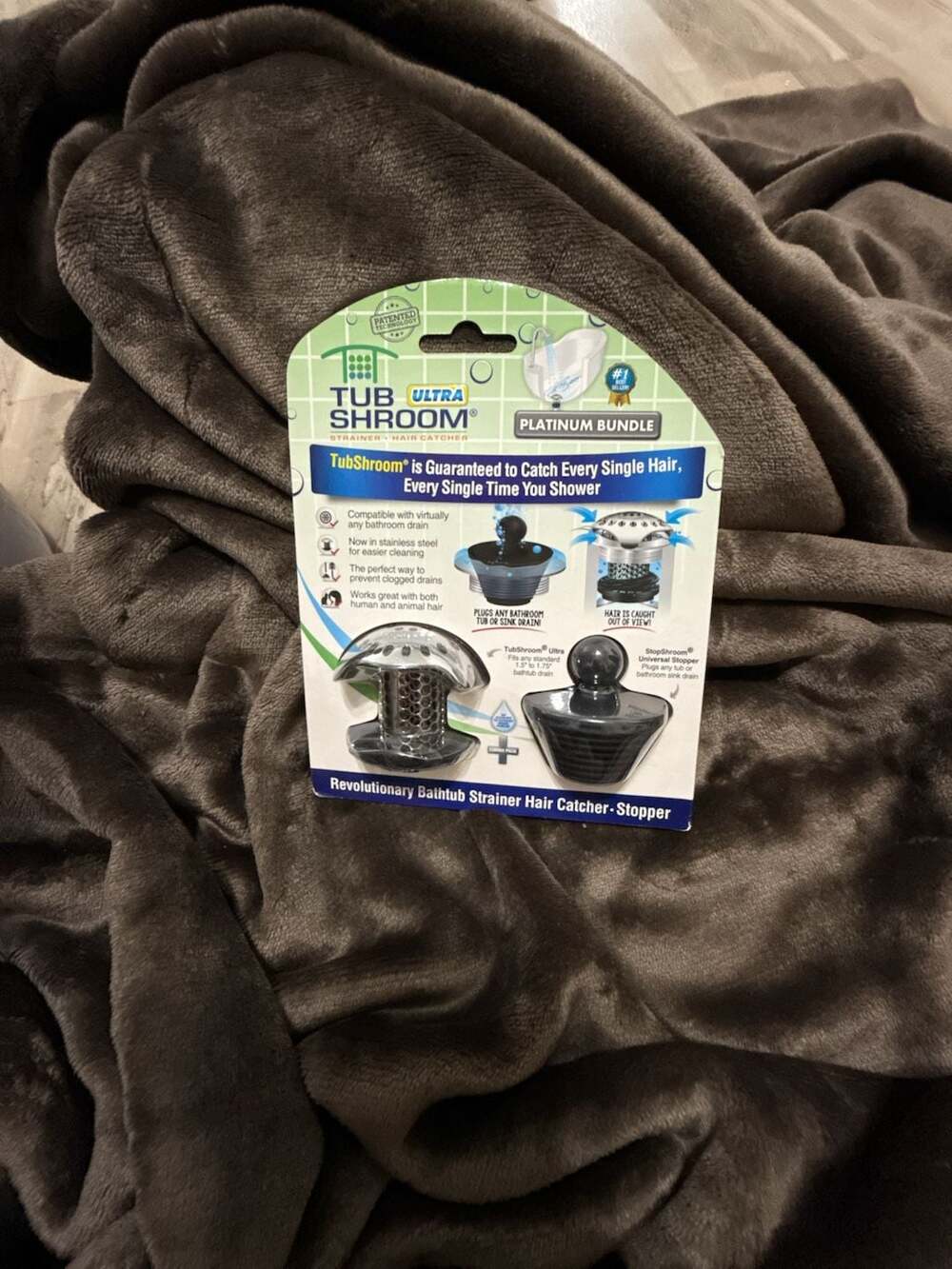 TubShroom Ultra Platinum Bundle Bathtub Strainer and Stopper